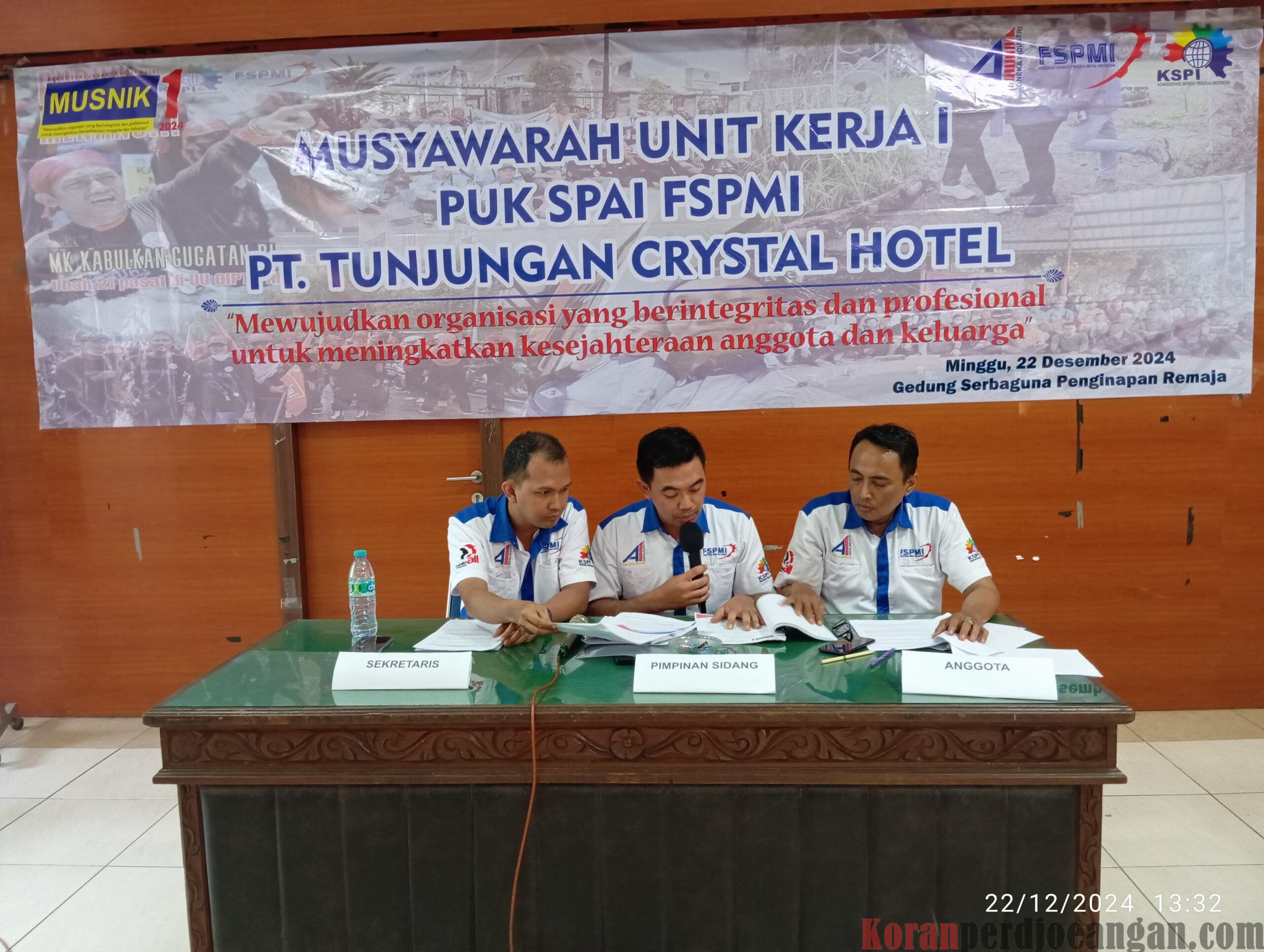 Musyawarah Unit Kerja II PUK SPAI FSPMI PT. Tunjungan Crystal Hotel: Wujudkan Organisasi Berintegritas dan Profesional